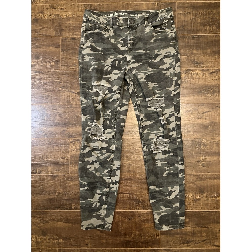 Vanilla Star Women's Mid-Rise Camouflage Print Skinny Jean Size 11